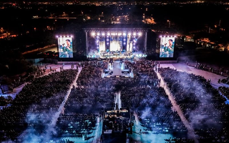 Aerial view of the seated crowd at Michael Bublé’s concert in Malta